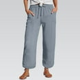 thumbnail image 2 of Pxiakgy Linen Pants for Women Casual Pants Elastic and Comfortable Fabric Pants Sports and Leisure Beach Comfy Casual Pants Lightweight Loose Trousers Summer Beach Vacation Outfits 2025 Grey M, 2 of 5