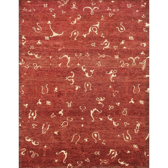 Ahgly Company Machine Washable Indoor Rectangle Abstract Bright Orange Area Rugs, 2' x 3'
