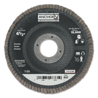 

Anchor Products 4.5 Abrasive Flap Discs 80 Grit 7/8 Arbor 10/BX (102-41346)