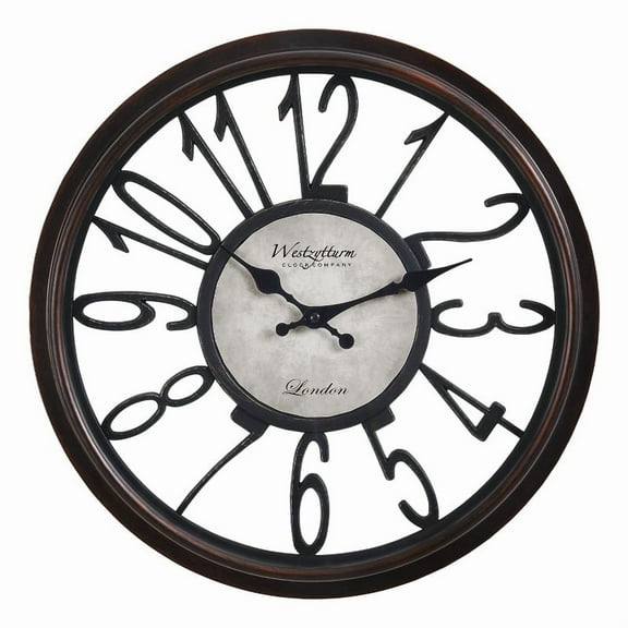 Clocks - 16" Round - Wall Clock - Antique Brown - Transitional