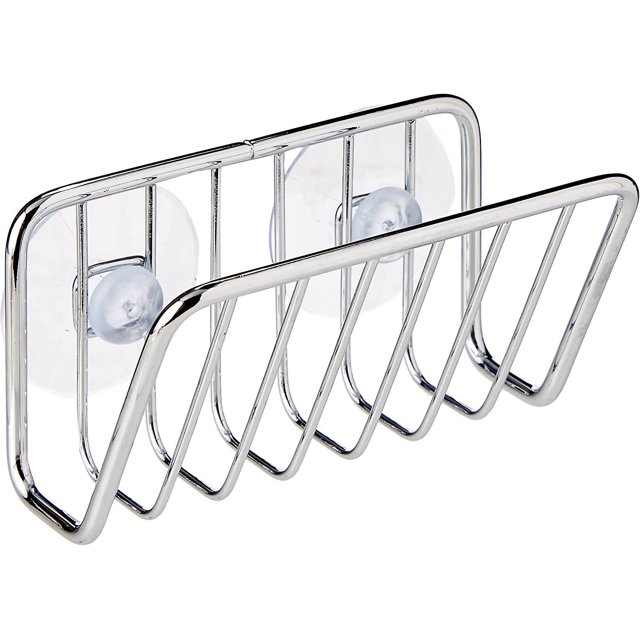 Soporte para esponjas, cesta de almacenamiento de vajilla de acero inoxidable para esponjas, paños de cocina, etc., escurridor con ventosas, plateado, 11*6*6cm