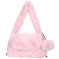 thumbnail image 1 of Bolsa Hobo De Felpa Bolso elegante con cadena para mujer, bolso esponjoso de piel sintética para axila con colgante, bolso para citas para mujer, 1 of 9