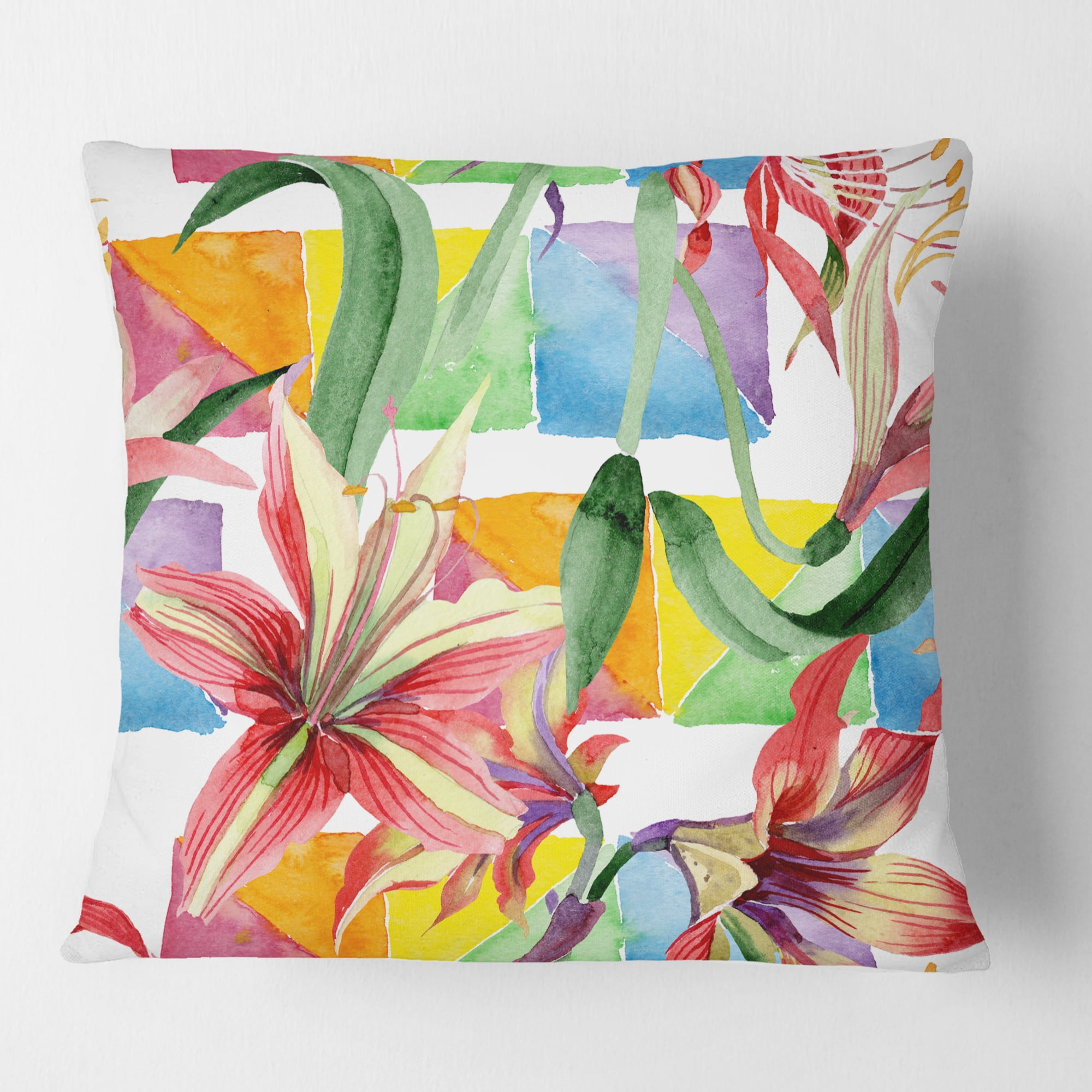 Designart Retro Floral Botanical I' Mid-Century Modern Throw Pillow - 16x16