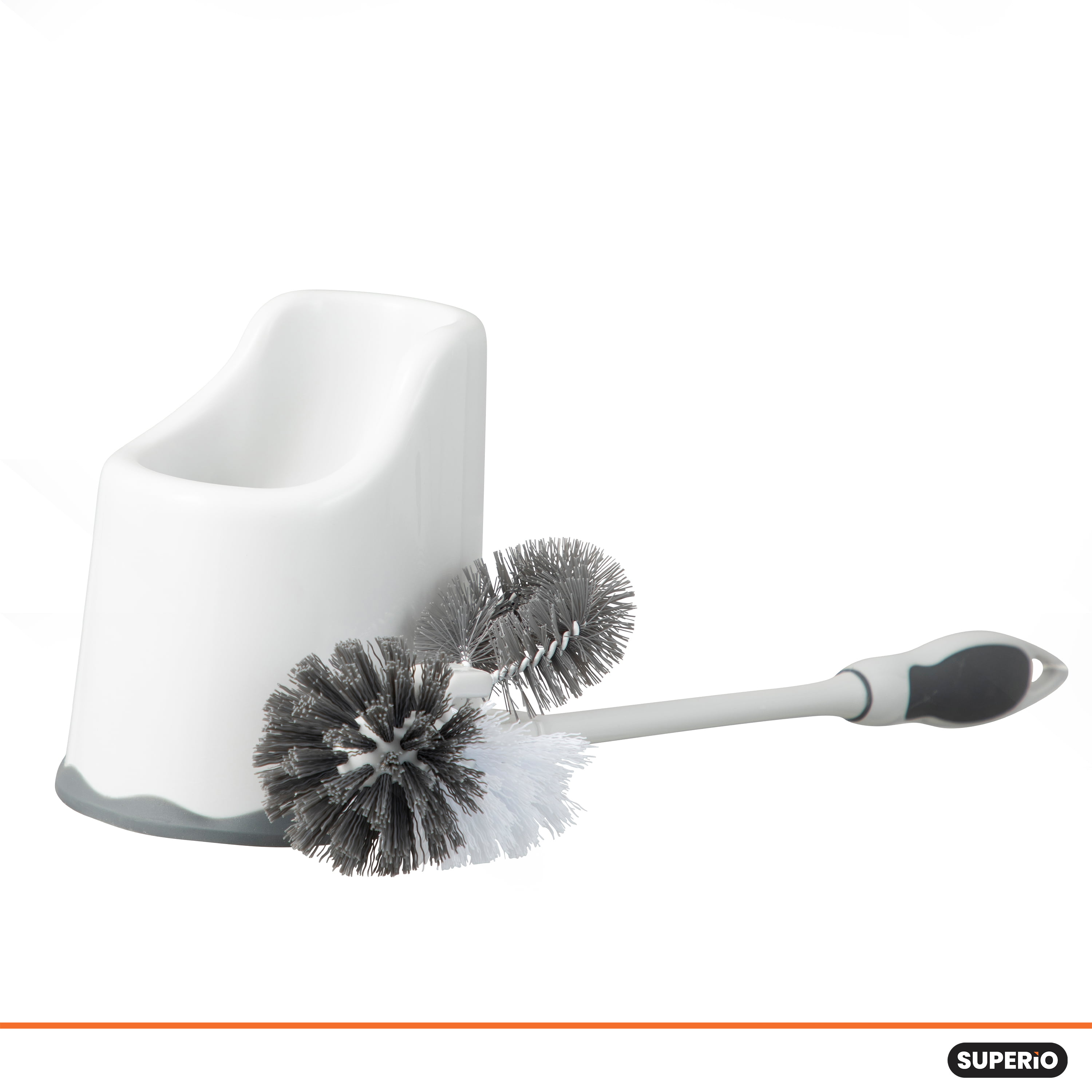 Dependable Industries Toilet Bowl Brush with Rim Cleaner and Holder Set -  Toilet Bowl Cleaning System with Scrubbing Wand, Under Rim Lip Brush and