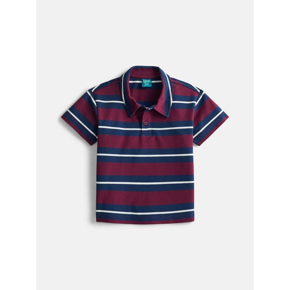 Wonder Nation Boys' Stripe Pique Knit Polo Shirt with Short Sleeves, Sizes 4-18