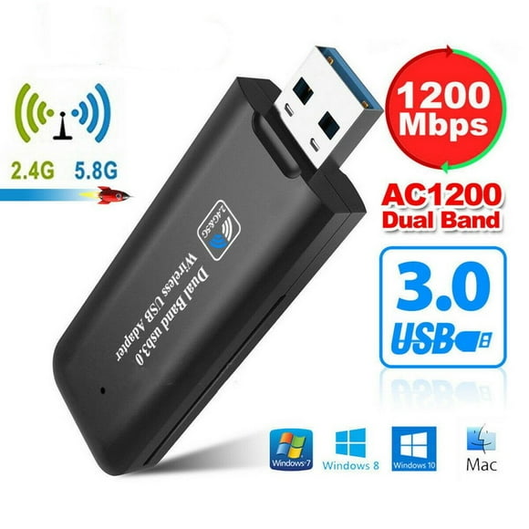 Mini Dual Band USB 3.0 WiFi Wireless Adapter WiFi Adapter 1200Mbps Wireless Adapter 2.4G/5G 802.11ac WiFi dongle with 5dBi Antenn