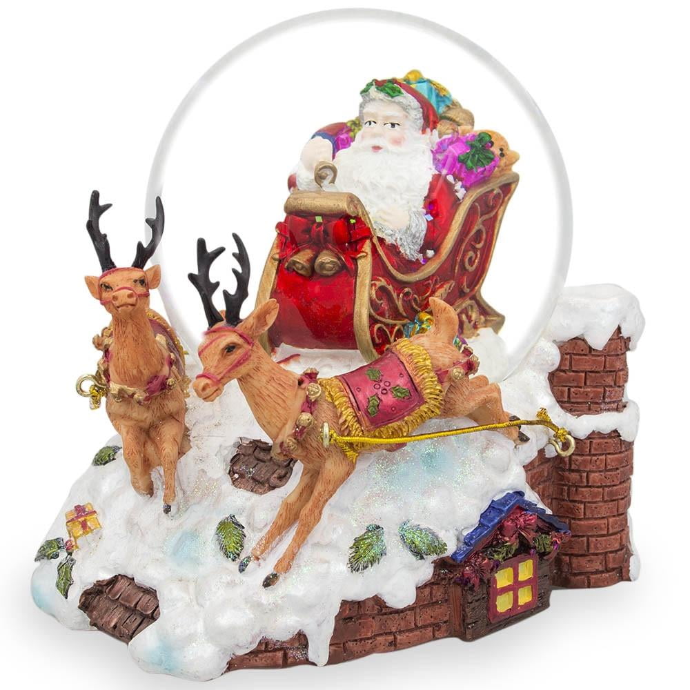 Santa Delivers Christmas Gifts Musical Water Snow Globe