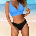 thumbnail image 4 of Women's High Waisted Bikini Sets Two Piece Swimsuit Tummy Control Bathing Suit V Neck Swimwear Swim Suit Sky Blue XL(XL), 4 of 6
