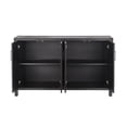 thumbnail image 4 of Christopher Knight Home Sideboard Buffet Cabinet with Solid Wood Legs, 4-Door Accent Cabinet, Black, 4 of 13