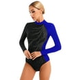 thumbnail image 3 of Oyolan Gymnastics Leotard for Women Long Sleeve Shiny Rhinestones Dance Ballet Unitard Bodysuit Dancewear Royal Blue M, 3 of 6