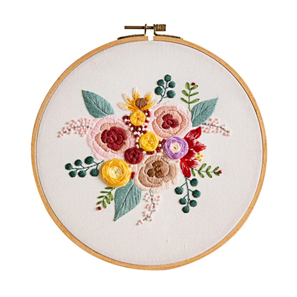 DIY Flower Pattern Embroidery Kit Hand Cross Stitch Home Decor Art