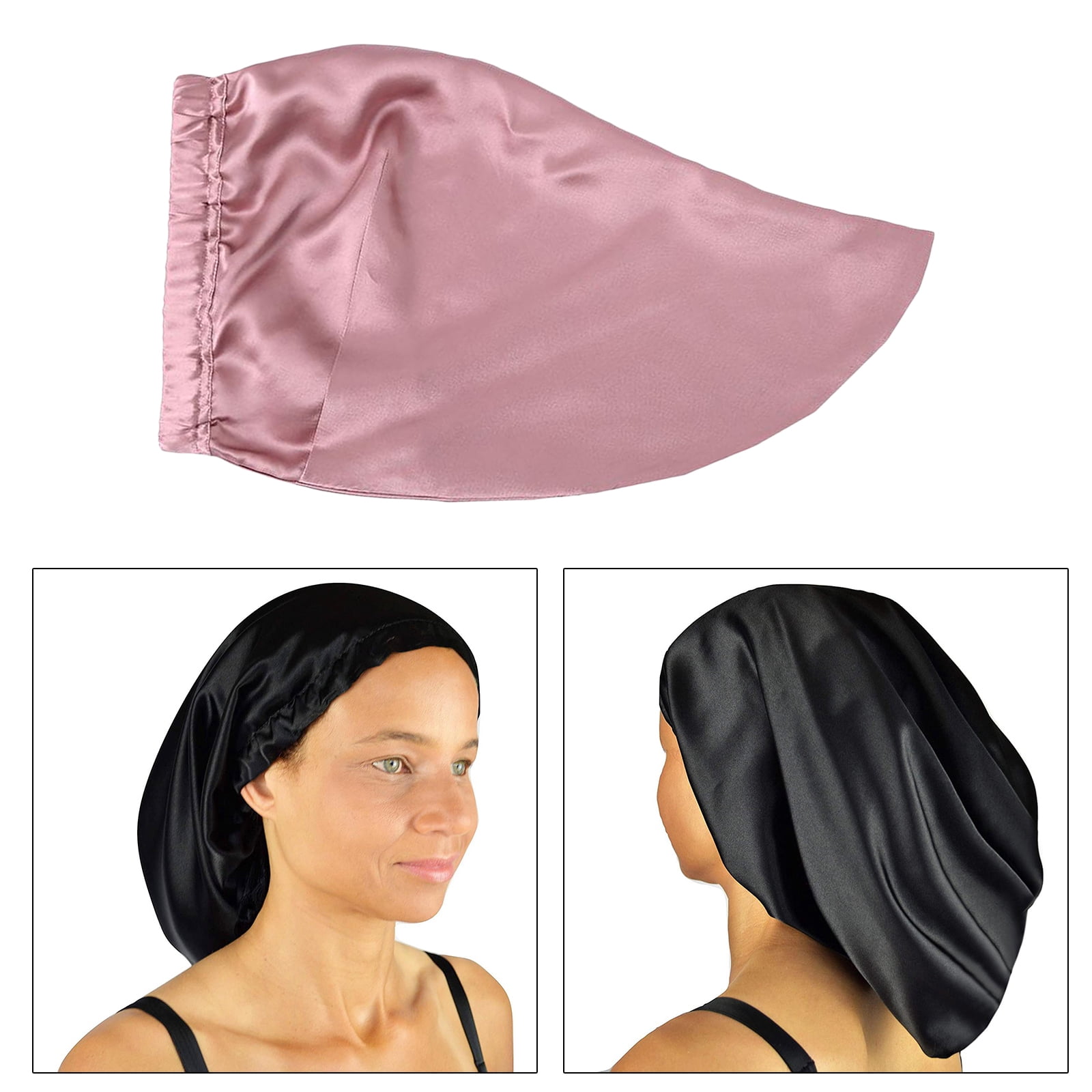 Women Silk Hats Hair Night Sleeping Hair Bonnet Hat Pink
