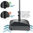 thumbnail image 4 of Umbrella Base - Fillable Umbrella Pole Holder 2 Knobs, with Heavy Duty Windproof Design for Patio, Deck, Poolside, Garden. 4 Wheels, 2 Locks, Holds 125 lbs, Classic Black, 4 of 7