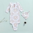 thumbnail image 3 of Kmbangi Pyjama pour Bébé avec Chapeau, Imprimé Soleil, Col Rond, Manches Longues, Bonnet de Nuit, 3 of 8