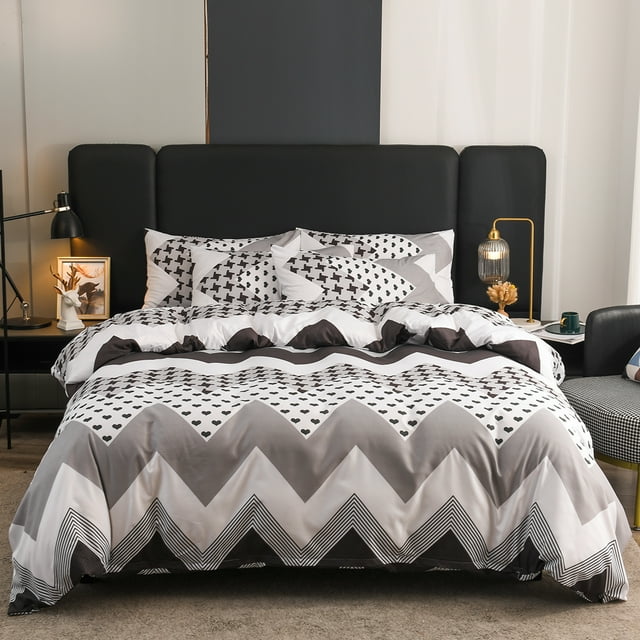 Black Marble Duvet Cover Set Modern Abstract Marbling Bedding Set for All Seasons Microfiber 1 Comforter Cover and 2 Pillowcases