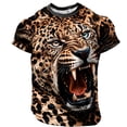 thumbnail image 4 of Men's Fierce Leopard Animal Graphic T-Shirts 3D Print Novelty Short Sleeve Crewneck Casual Summer Everyday Tees Comfortable Lightweight Breathable Tops, 4 of 5