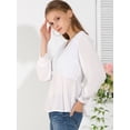 thumbnail image 4 of Blusa Top Cuello En V Allegra K Manga Larga Volantes para Mujeres Blanco L, 4 of 6