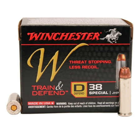 Winchester Ammo W38SPLD 38 Special Defender, 130 Gr, JHP Reduced Recoil (20Pk)
