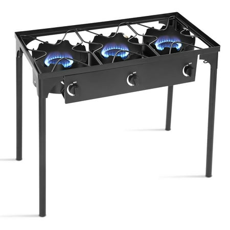 Goplus Portable Propane 225,000-BTU 3 Burner Gas Cooker Outdoor Camp Stove (Best Portable Gas Burner)