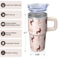 thumbnail image 3 of 20oz Chicken Pattern Tumbler with Handle Insulated Travel Mug Fun Birthday Christmas Gift for Chicken Lovers Women Men Fits Car Cup Holders Comfortable Grip Easy to Carry Errands Commutes, 3 of 6