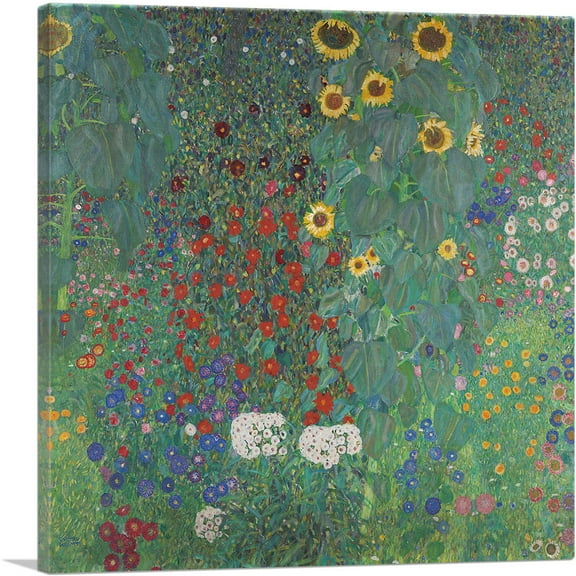 ARTCANVAS Farm Garden with Flowers 1906 Canvas Art Print by Gustav Klimt - Size: 26" x 26" (0.75" Deep)