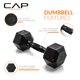 thumbnail image 3 of Par de mancuernas hexagonales recubiertas CAP Barbell de 8 lb (3.6 kg) con mango negro, 3 of 7