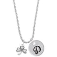 thumbnail image 1 of Delight Jewelry Silvertone Antiqued Shamrock Silvertone Script Initial Disc - D - Charm Necklace, 20"+3", 1 of 4
