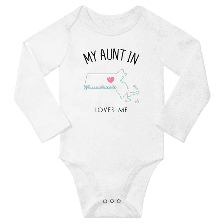 

My Aunt In Massachusetts Loves Me Baby Long Short Sleeve Romper Bodysuits 18-24 Months