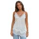 thumbnail image 1 of Camiseta de tirantes larga de satén para mujer, ideal para el verano, con tirantes finos, bajo festoneado y ribete de encaje., 1 of 9