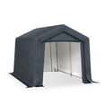thumbnail image 3 of Summit Living 12 x 8 ft Outdoor Portable Storage Shed, Garden Tool Storage Tent Shelter with Roll-up Zipper Door & Waterproof Canopy, Dark Gray, 3 of 11