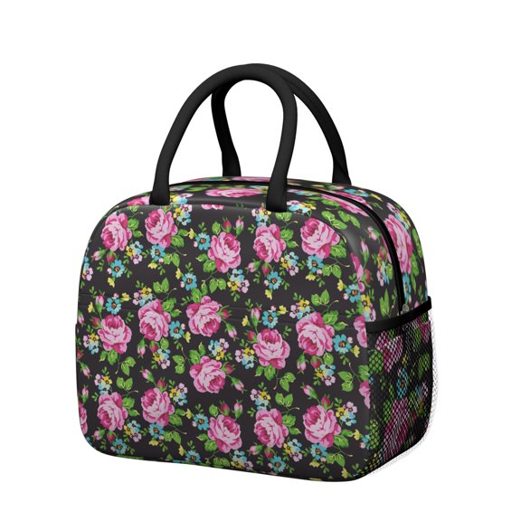 Wildflower Lunch Bag for Women – Large Reusable Thermal Insulated Tote for Outdoor, Office, and Healthy Eating Enthusiasts