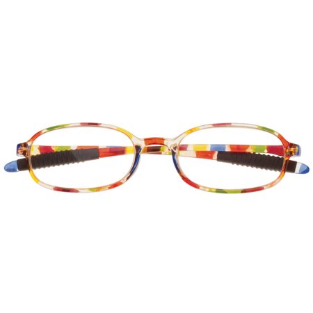 Readers with Flexible Bows & Ear Grippers-Rainbow-3.50X