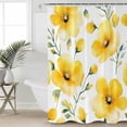 thumbnail image 6 of Shower Curtains Ombre Yellow Flowers Bath Curtain Watercolor Floral Leaf Waterproof Bathroom Shower Curtain Set with Hooks Decoration 72 x 72 Inches, 6 of 7