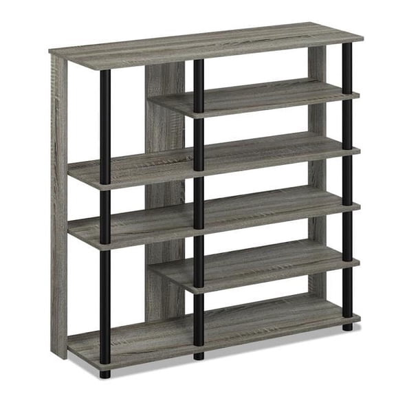 17082GYW-BK Turn-N-Tube Multi Storage Shoe Rack, French Oak Grey & Black