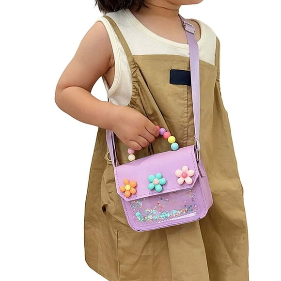 Ediodpoh Kids Cute Messenger Bag Floral Crossbody Small Shoulder Purse For Girls Daily Casual Outfit Travel Lightweight Purple