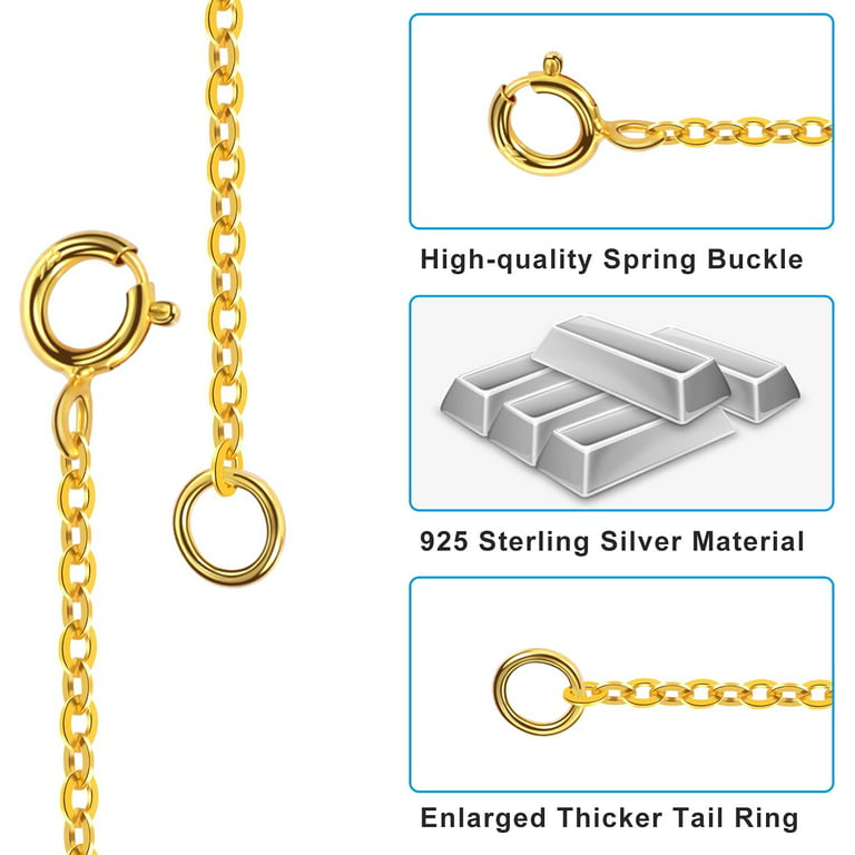 Necklace Extender White Gold Chain Extender 925 Sterling Silver Necklace  Bracelet Anklet Extenders Chain Extension for Jewelry Making (1 2 3 inch)