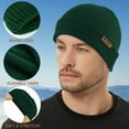 thumbnail image 3 of EINSKEY Knit Cuffed Lined Beanie, 2-Pack Skull Cap Beanie Stocking Hats For Men Women Fall Winter - Black Green, 3 of 8