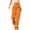 Orange, variant on Women's Daily Solid Color Elastic Waist Cargo Pants, Loose Fit Straight Leg Casual Trousers with Multiple Pockets, Full Length Design for Casual Wear, Gym Workouts and Outdoor Activities White M