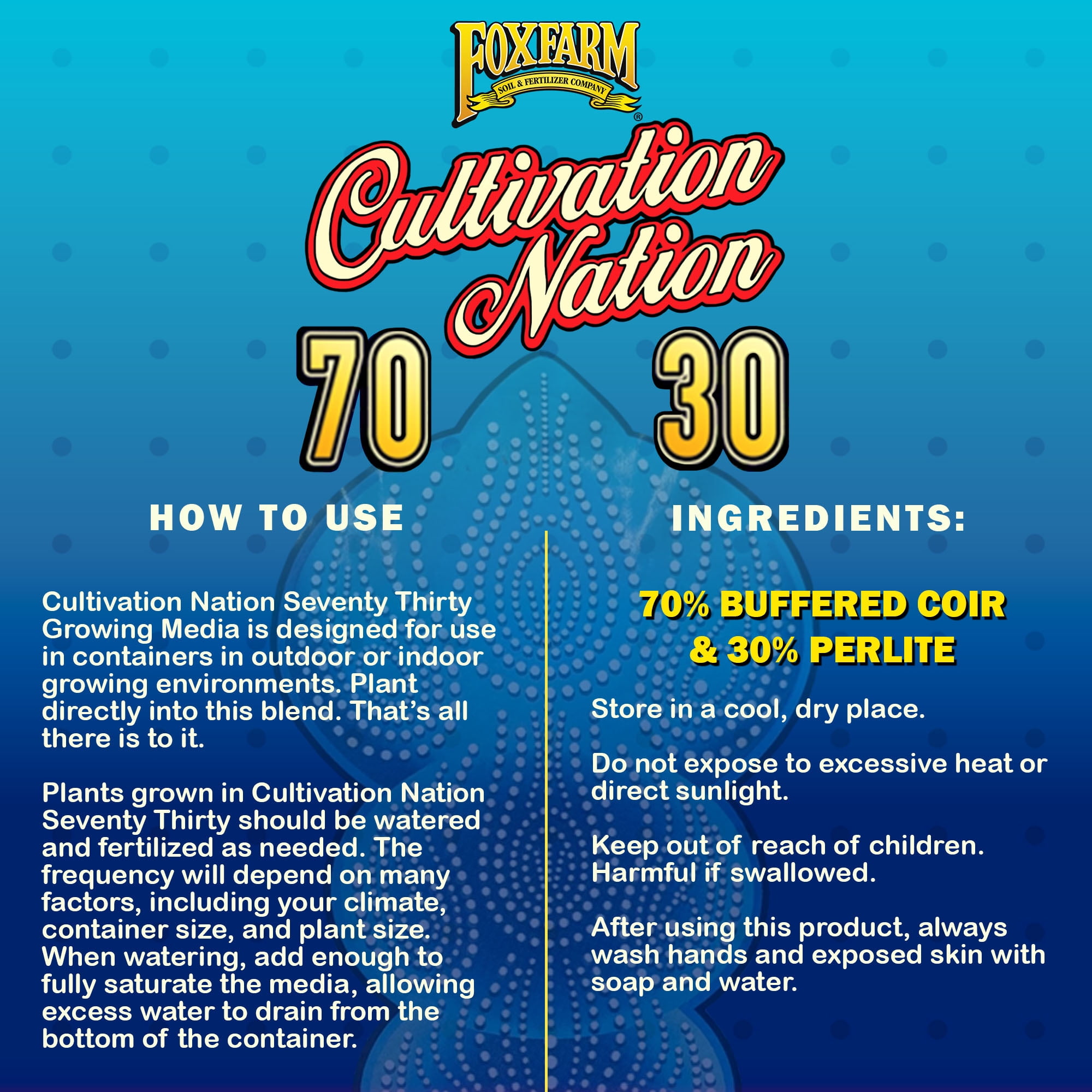 FoxFarm Cultivation Nation Coir & Perlite 70/30 Growing Media, 2 Cubic Feet