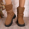 thumbnail image 6 of Fashionable Winter Mid-Calf Boots Comfortable Flat Bottom Plus Velvet Warm Snow Boots Casual Outdoor Indoor Solid Color Round Toe, 6 of 9