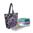 thumbnail image 2 of FORMRS Womens Canvas Tote Bag with Zipper Inner Pocket Shoulder Handbag, Purple Roses, 2 of 7