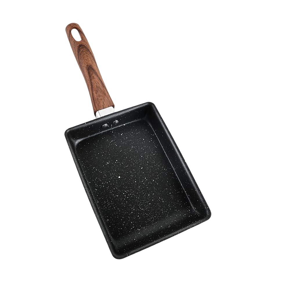 Frying Pan with Wood Handle Nonsticking Rectangle Iron Breakfast