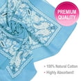 thumbnail image 3 of BASICO 12pk Sky Blue Paisley Bandana Face Covering | 100% Cotton Bandana for Men Women | Face Bandana Headband, 3 of 7