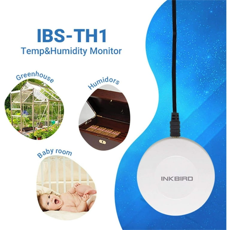 Inkbird IBS-TH1 Thermometer and Hygrometer Smart Sensor Data Logger with Waterproof External Probe Magnet, Other