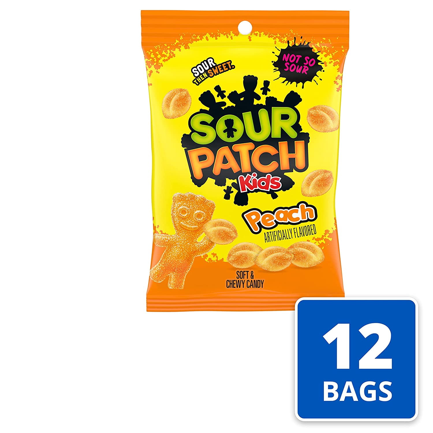 SOUR PATCH KIDS Peach Soft and Chewy Candy, 12-8.07 oz Bags