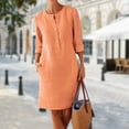 thumbnail image 4 of EIMELI Cotton Linen Basic Maxi Dress Boho Style Ladies Crew Neck Half Sleeve Daily Suit, 4 of 7