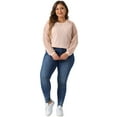 thumbnail image 3 of DARING DIVA Women's Plus Lace Crew Neck Long Sleeve Casual Blouse 3X Light Pink, 3 of 6