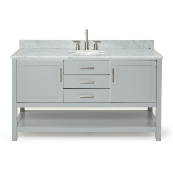 Ariel R061scw2ovo Bayhill 61" Free Standing Single Oval Basin Vanity Set - Grey