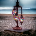 thumbnail image 2 of SILVERFEVER Moroccan Lamps Mosaic Turkish Lamp -Three Tier Lanterns Colorful Handmade Glass Floor or Table with E 12 Bulbs Rainbow Flower Eggshapped, 2 of 8