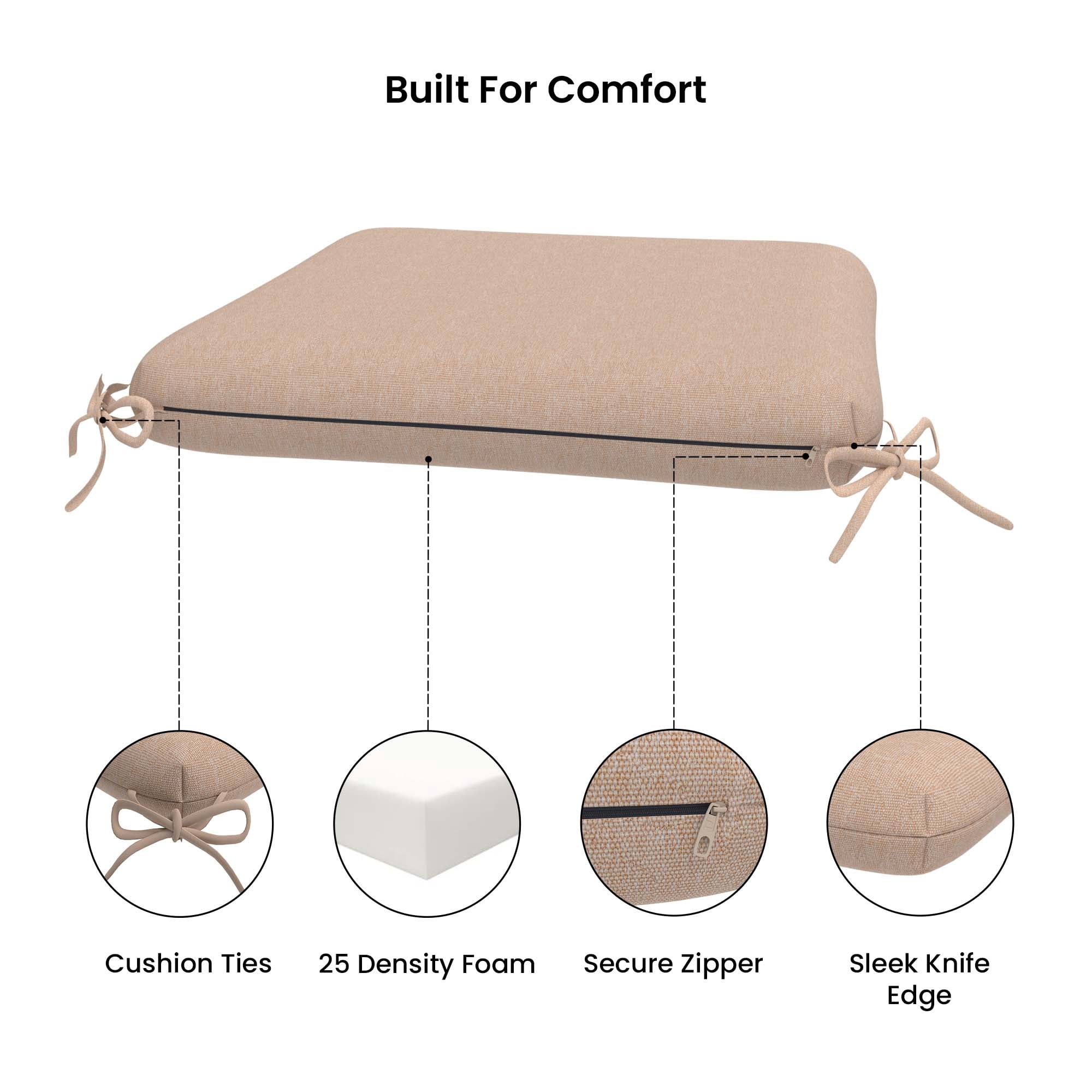Covers & all Olefin Square Dining Chair Cushions 3" Foam Tear and UV Resistant Outdoor chairs
